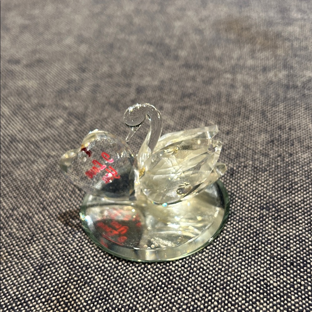 Vintage Crystal Swan & Heart Figurines Lot 2 | Glass Love Decor Swarovski?